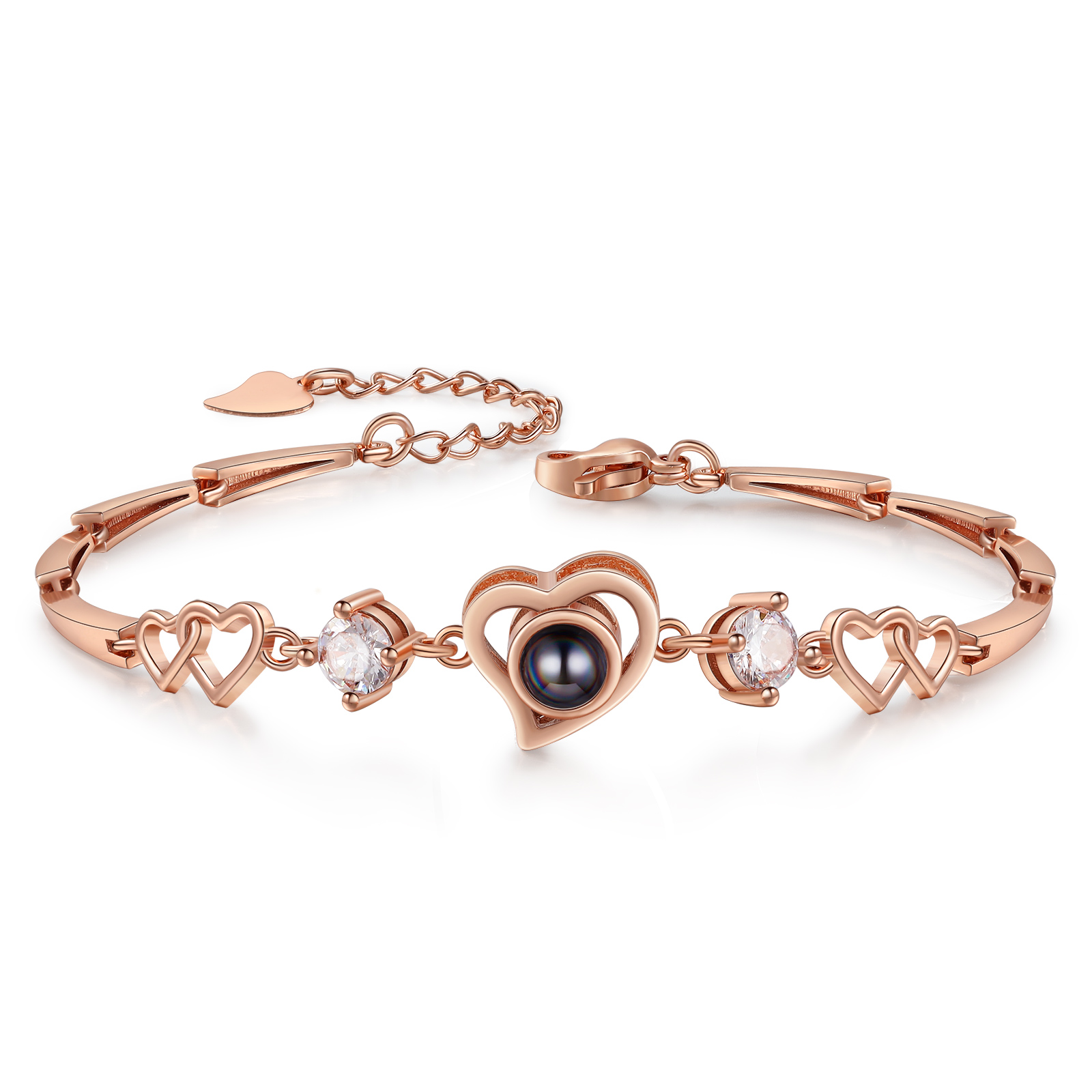 Personalised Projection Bracelet Customized Color Photo Bracelet Heart-shaped Adjustable Couple Bracelet for Her | Jessmade