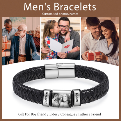 2 names - Custom Men's Bracelet with Name & Photo – Customize with Names & Picture | Personalized Gift for Him