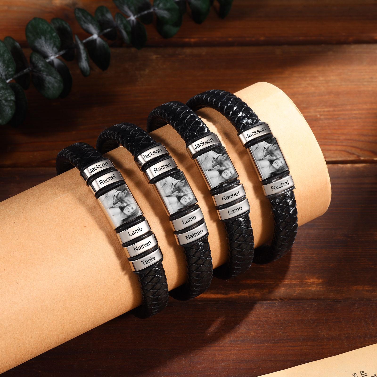 5 names - Custom Men's Bracelet with Name & Photo – Customize with Names & Picture | Personalized Gift for Him