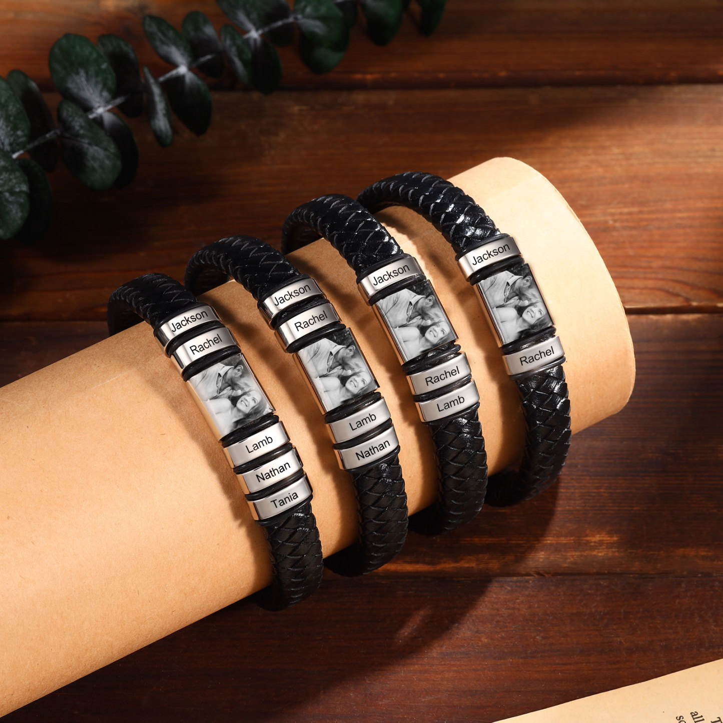 5 names - Custom Men's Bracelet with Name & Photo – Customize with Names & Picture | Personalized Gift for Him