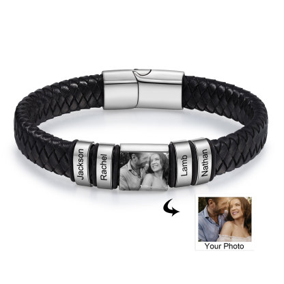 4 names - Custom Men's Bracelet with Name & Photo – Customize with Names & Picture | Personalized Gift for Him