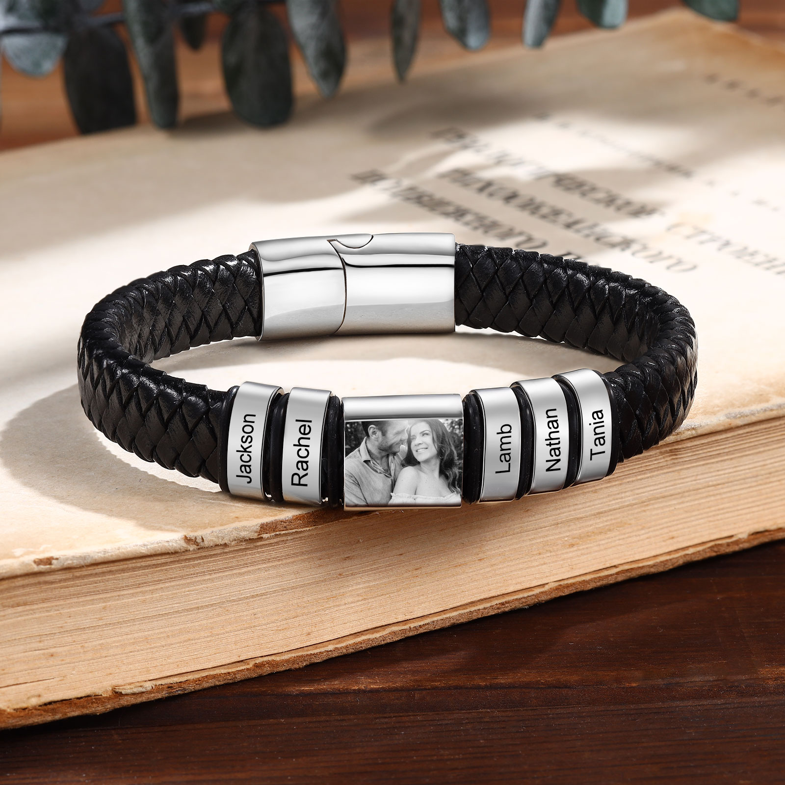 5 names - Custom Men's Bracelet with Name & Photo – Customize with Names & Picture | Personalized Gift for Him