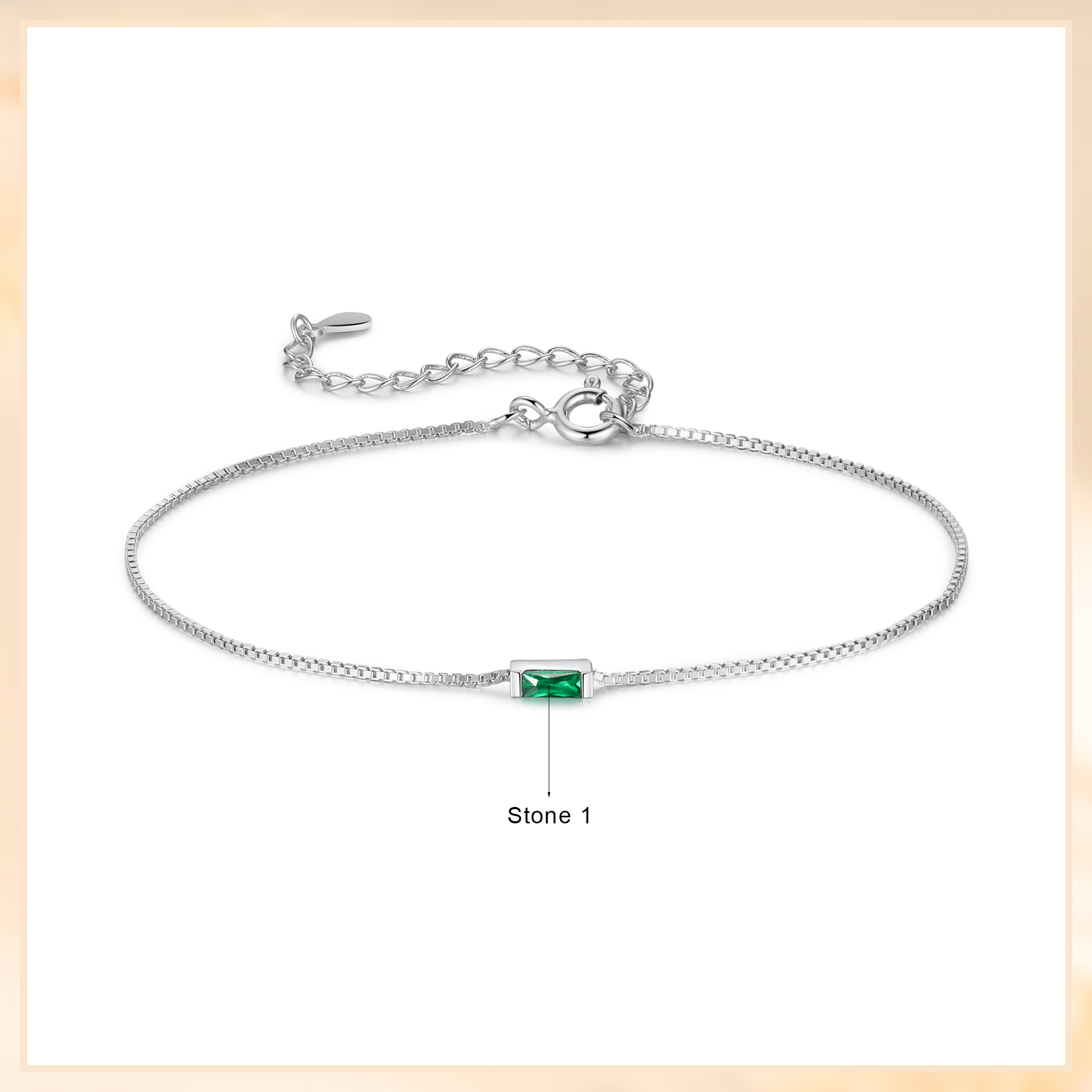 Personalised S925 Silver Women's Bracelet – Custom 1 Birthstone Gift for Nan/Mum/Daughter | Jessemade