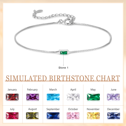 Personalised S925 Silver Women's Bracelet – Custom 1 Birthstone Gift for Nan/Mum/Daughter | Jessemade