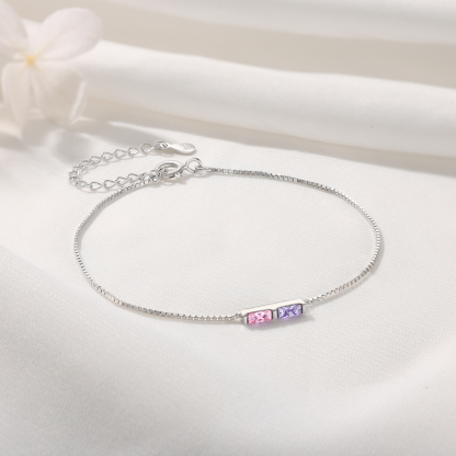 Personalised S925 Silver Women's Bracelet – Custom 2 Birthstones Gift for Nan/Mum/Daughter | Jessemade