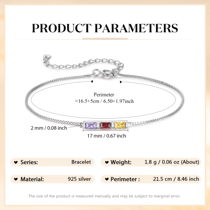 Personalised S925 Silver Women's Bracelet – Custom 3 Birthstones Gift for Nan/Mum/Daughter | Jessemade