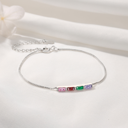 Personalised S925 Silver Women's Bracelet – Custom 4 Birthstones Gift for Nan/Mum/Daughter | Jessemade