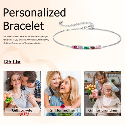 Personalised S925 Silver Women's Bracelet – Custom 5 Birthstones Gift for Nan/Mum/Daughter | Jessemade