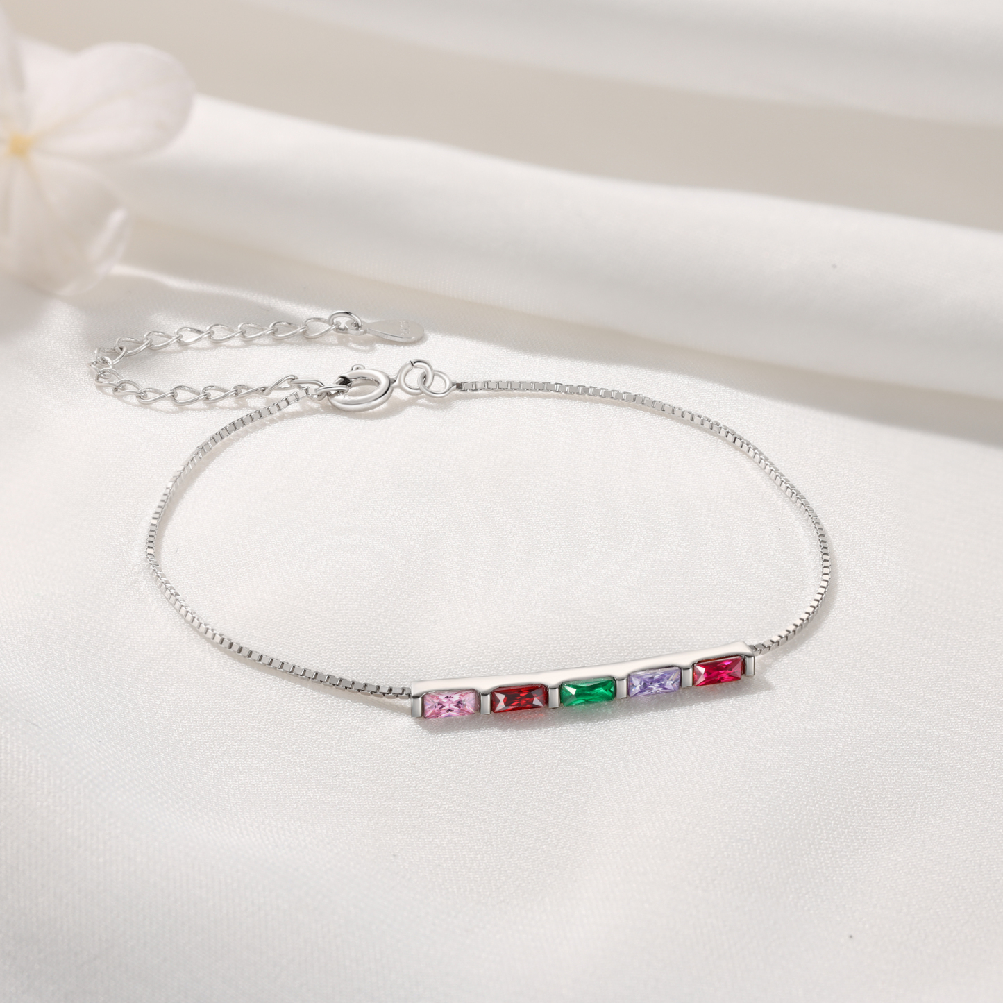 Personalised S925 Silver Women's Bracelet – Custom 5 Birthstones Gift for Nan/Mum/Daughter | Jessemade