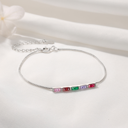 Personalised S925 Silver Women's Bracelet – Custom 5 Birthstones Gift for Nan/Mum/Daughter | Jessemade