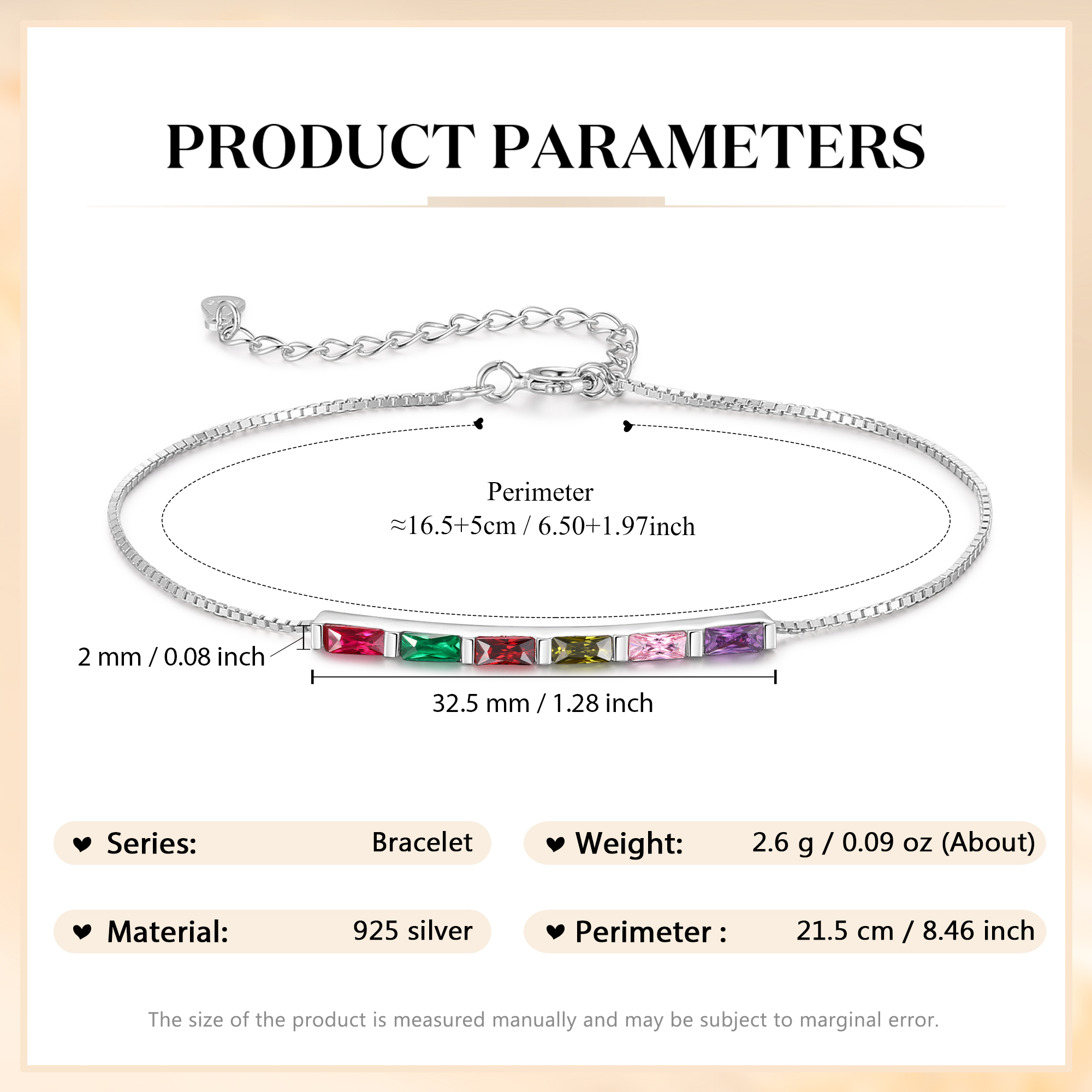 Personalised S925 Silver Women's Bracelet – Custom 6 Birthstones Gift for Nan/Mum/Daughter | Jessemade