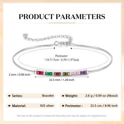 Personalised S925 Silver Women's Bracelet – Custom 6 Birthstones Gift for Nan/Mum/Daughter | Jessemade
