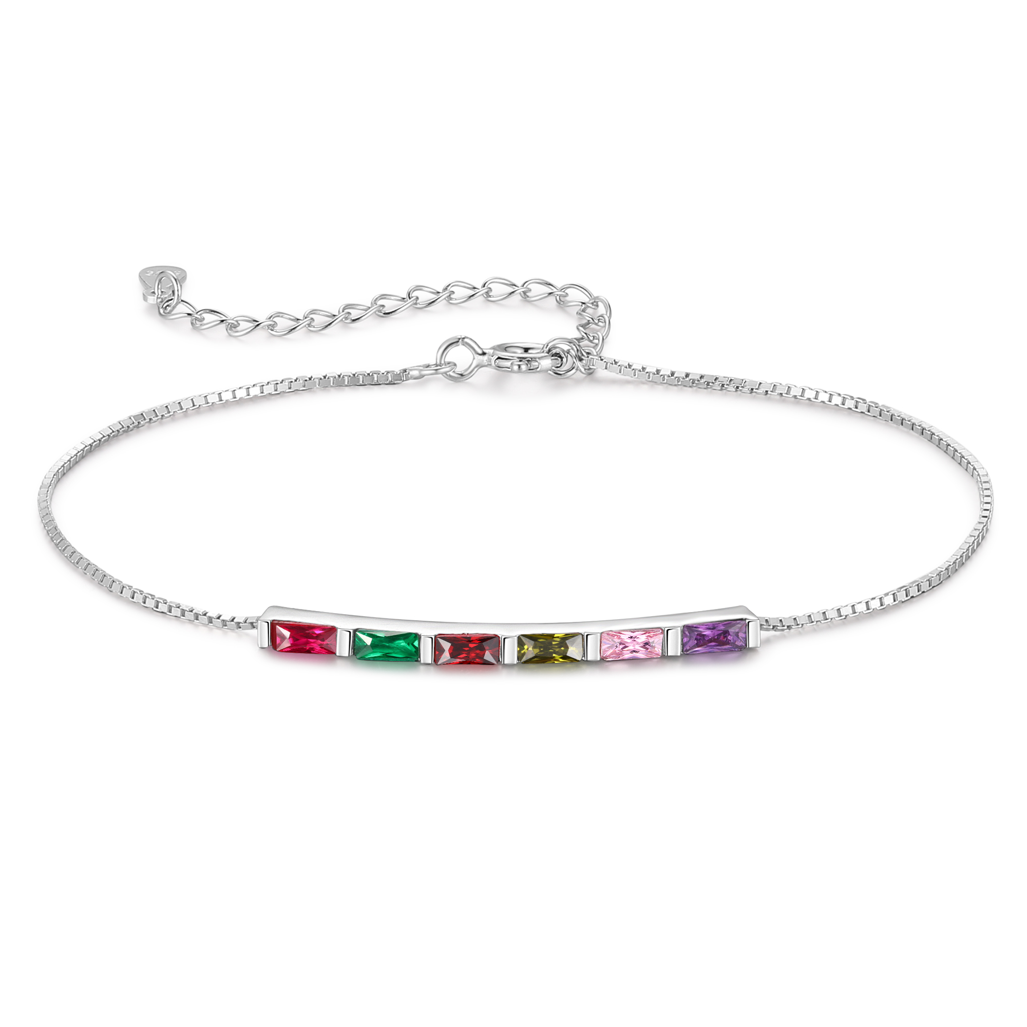 Personalised S925 Silver Women's Bracelet – Custom 6 Birthstones Gift for Nan/Mum/Daughter | Jessemade