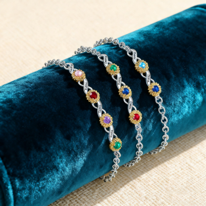 2-4 Birthstones & Names - Personalized Birthstone Beautiful Bracelet Gift for Her