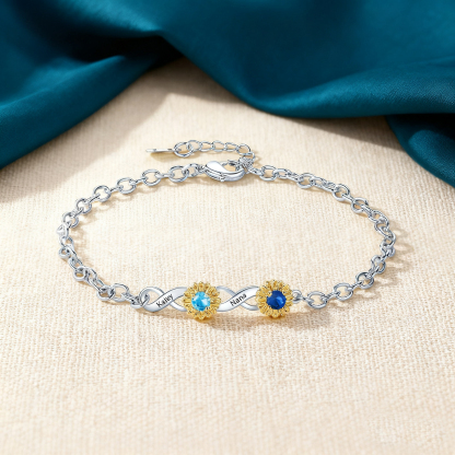 2-4 Birthstones & Names - Personalized Birthstone Beautiful Bracelet Gift for Her