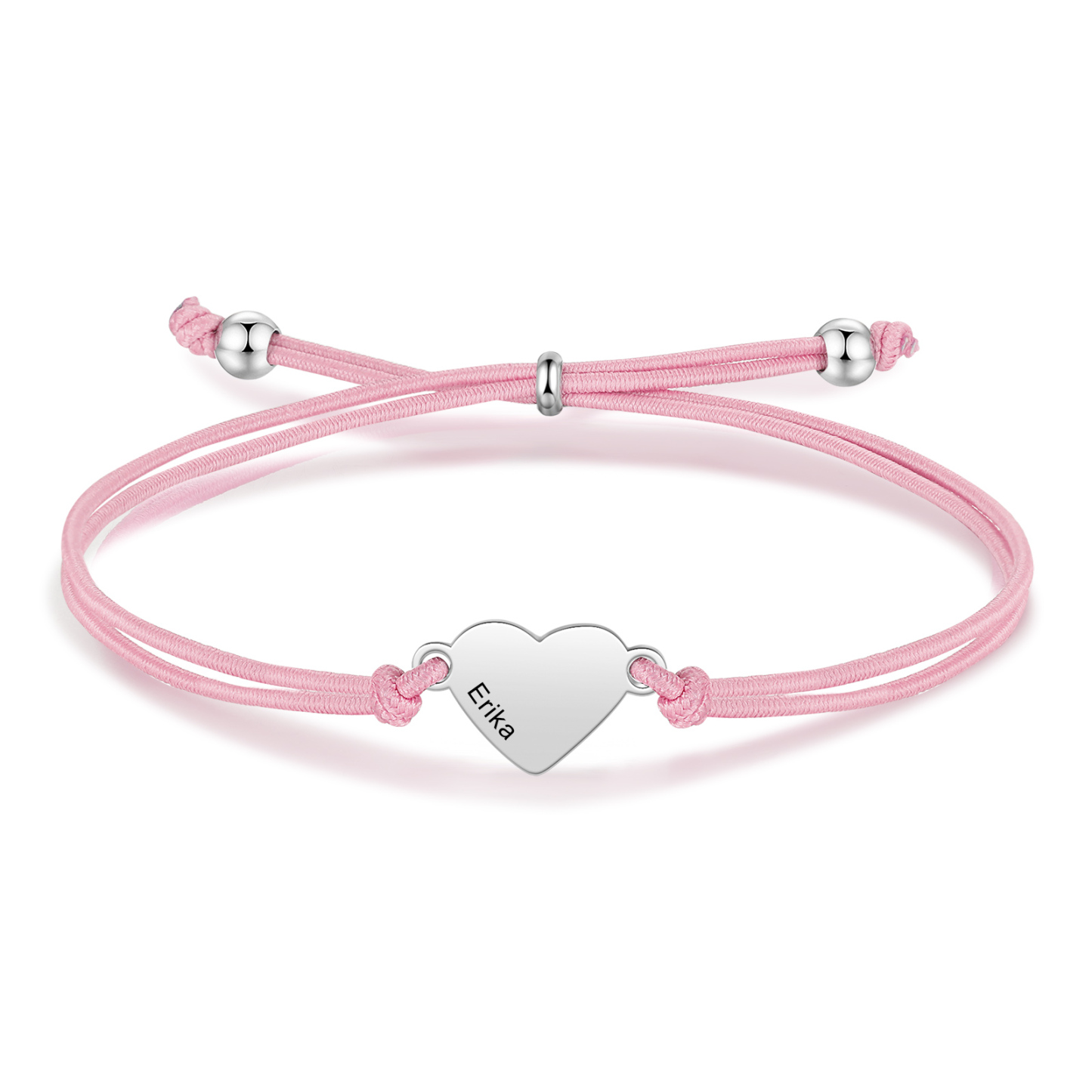 2-PCS Personalized 2 Names Elastic Cord Heart Bracelet, Back To School Gift For Daughter