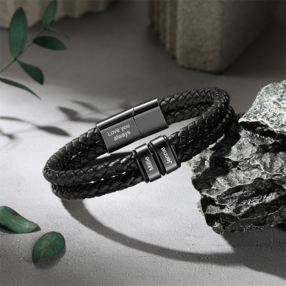 Father’s Day Custom Leather Bracelet – Personalized Name Beads & Message, Gift for Dad | Jessemade
