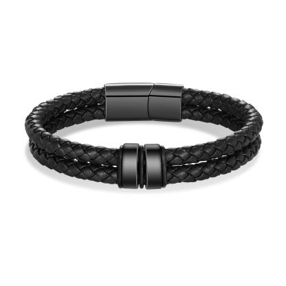 Father’s Day Custom Leather Bracelet – Personalized Name Beads & Message, Gift for Dad | Jessemade