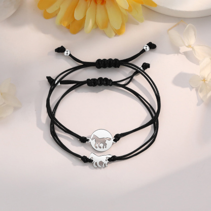 2pcs Horse Bracelet Stainless Steel Bear Braided Bracelet Back to School Gift For Kids