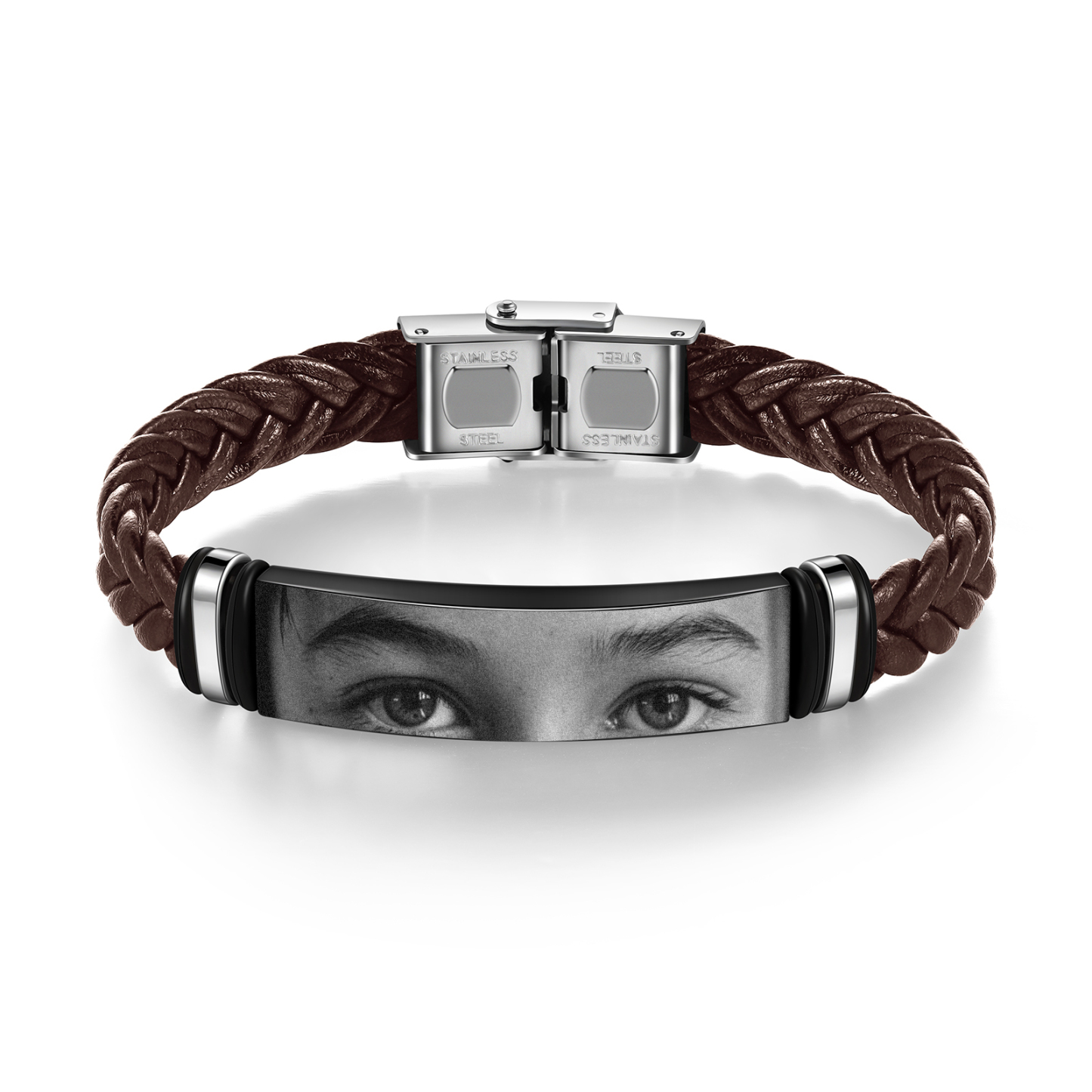 Personalised Photo Bracelet with Custom Leather Band – Men's Memory Gift for Him | Jessmade