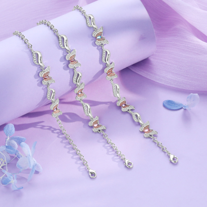 4 Names - Personalized Women's Bracelet Customized 4 Names and 4 Birthstones Bracelet Perfect Gift for Her