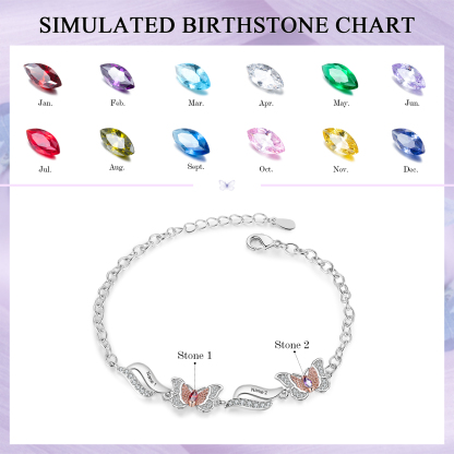 2 Names - Personalized Women's Bracelet Customized 2 Names and 2 Birthstones Bracelet Perfect Gift for Her