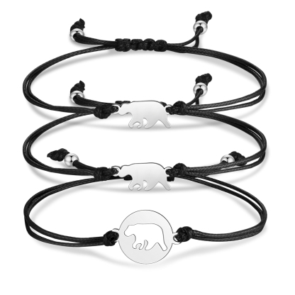 3 Pcs Bear Bracelets Stainless Steel Bear Braided Bracelets Back to School Gifts for Kids