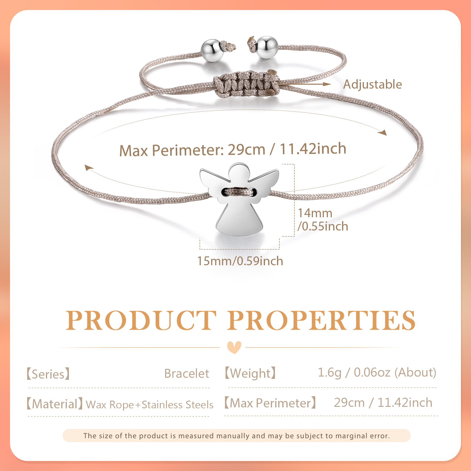 2 Pcs Guardian Angel Bracelet Stainless Steel Braided Bracelet Back to School Gift for Kids