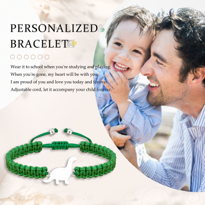 Dinosaur Bracelet Cute Cartoon Dinosaur Beaded Bracelet Adjustable Back to School Gift for Son