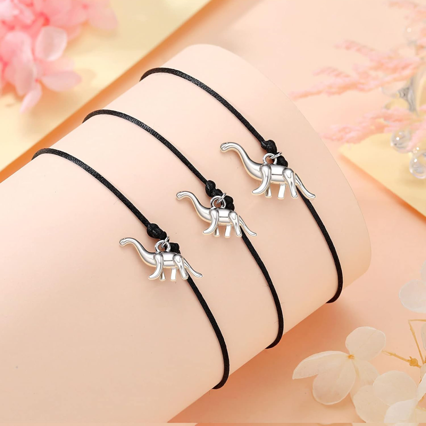 3Pcs Dinosaur Bracelets Stainless Steel Braided Bracelets Back To School Gift For Kids