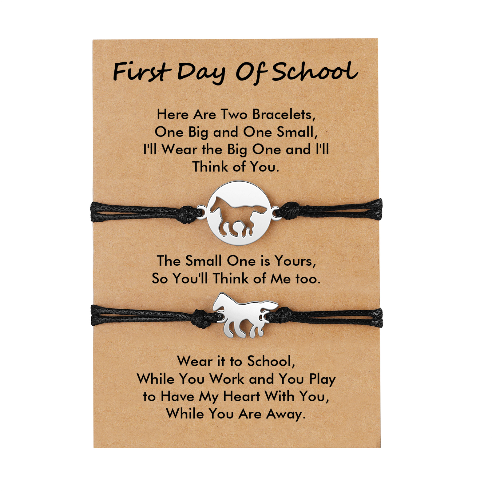 2pcs Horse Bracelet Stainless Steel Bear Braided Bracelet Back to School Gift For Kids