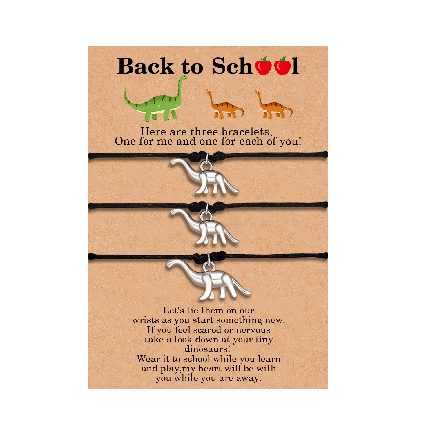 3Pcs Dinosaur Bracelets Stainless Steel Braided Bracelets Back To School Gift For Kids