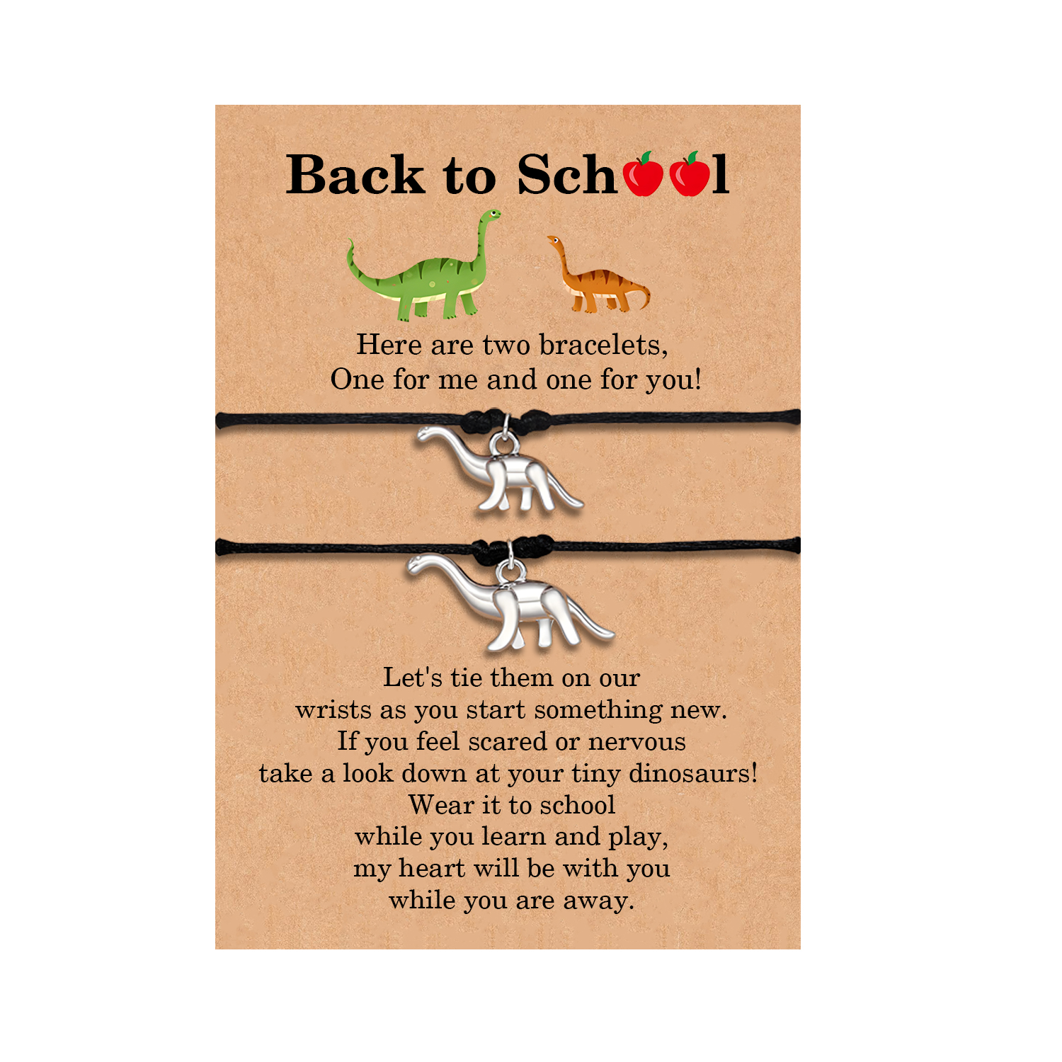 2Pcs Dinosaur Bracelets Stainless Steel Braided Bracelets Back To School Gift For Kids