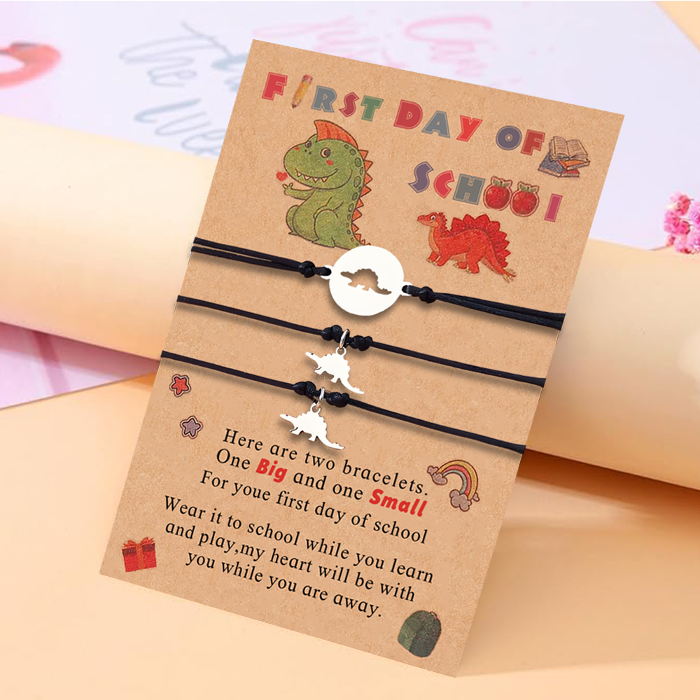 3Pcs Dinosaur Bracelets Stainless Steel Braided Bracelets Back To School Gift For Kids