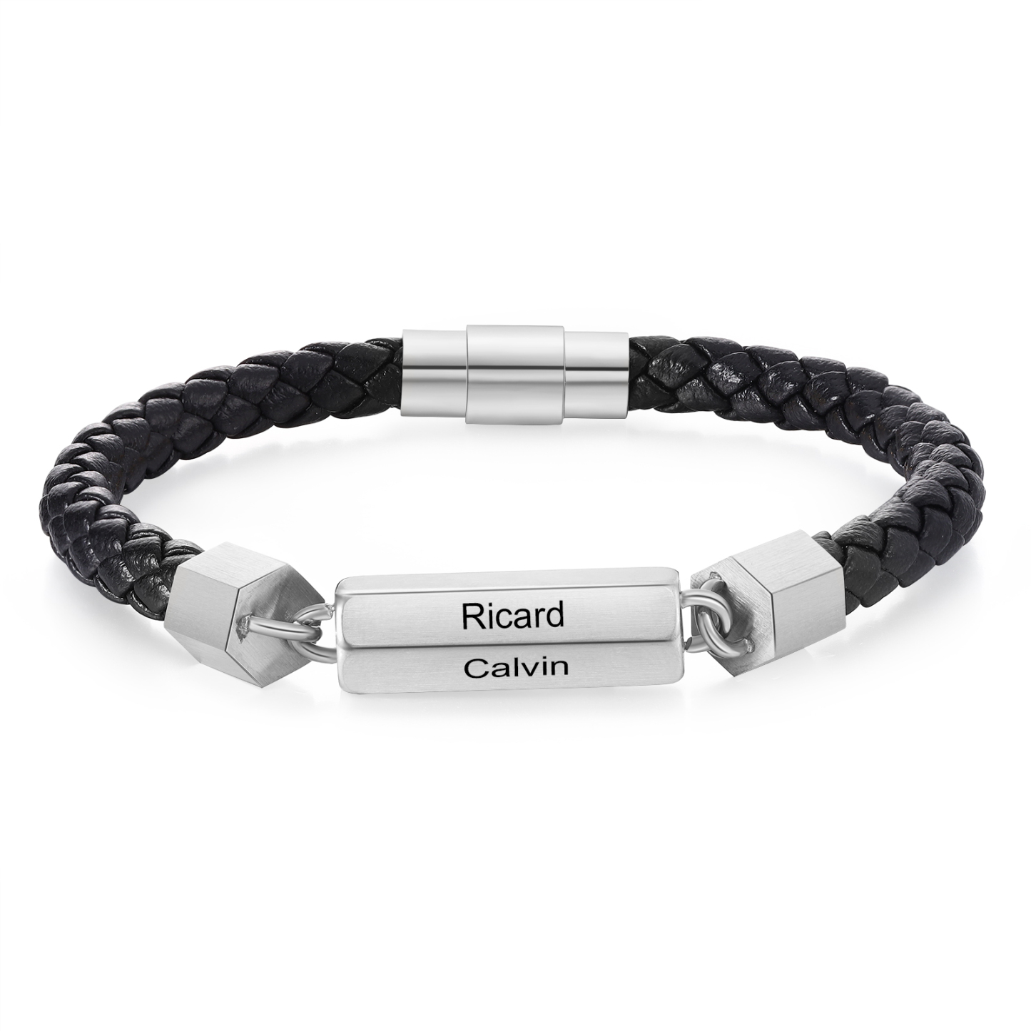 Personalized Men's Bracelet Custom 1-6 Names Leather 1-6-sided Bracelet for Him | Jessmade