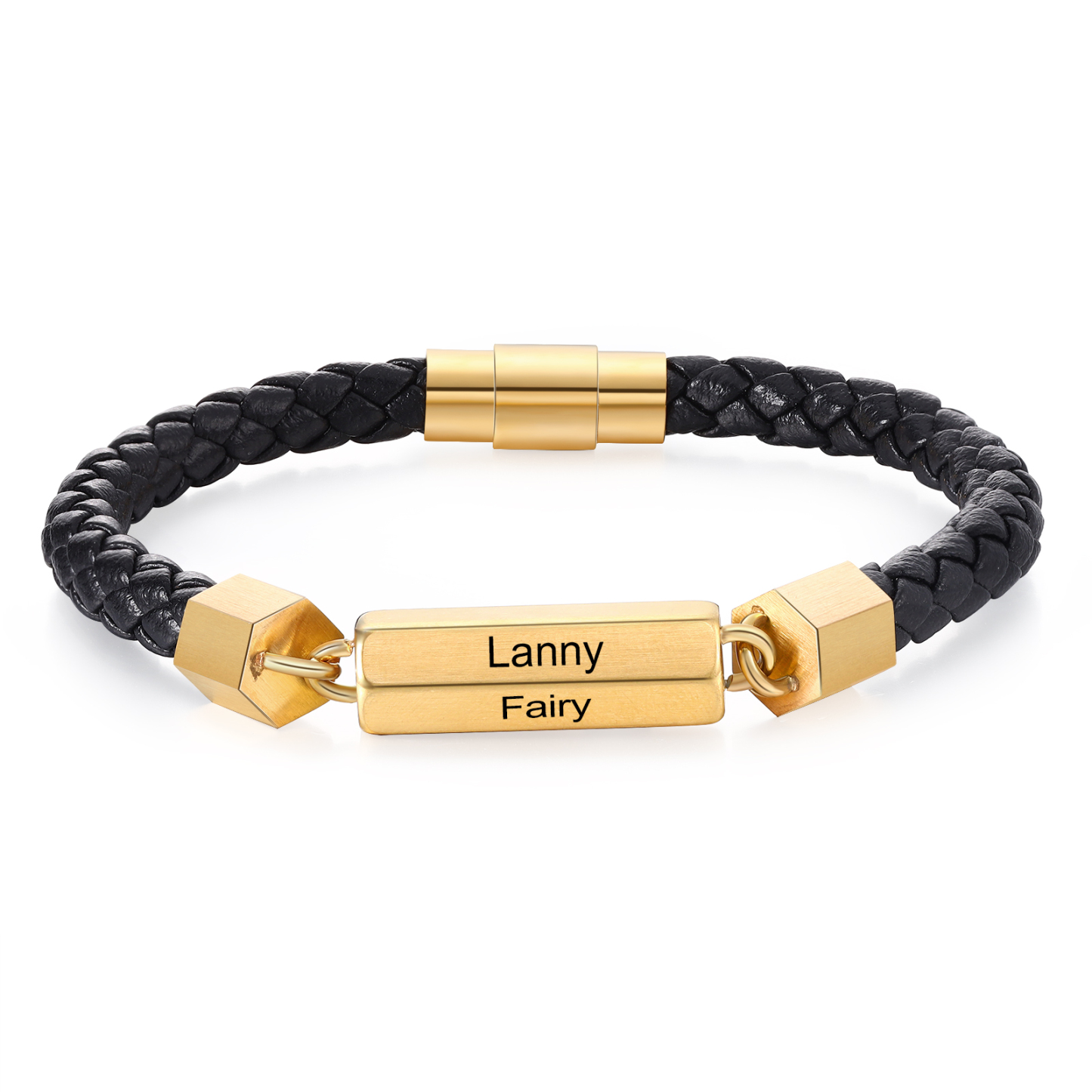 Personalized Men's Bracelet Custom 1-6 Names Leather 1-6-sided Bracelet for Him | Jessmade