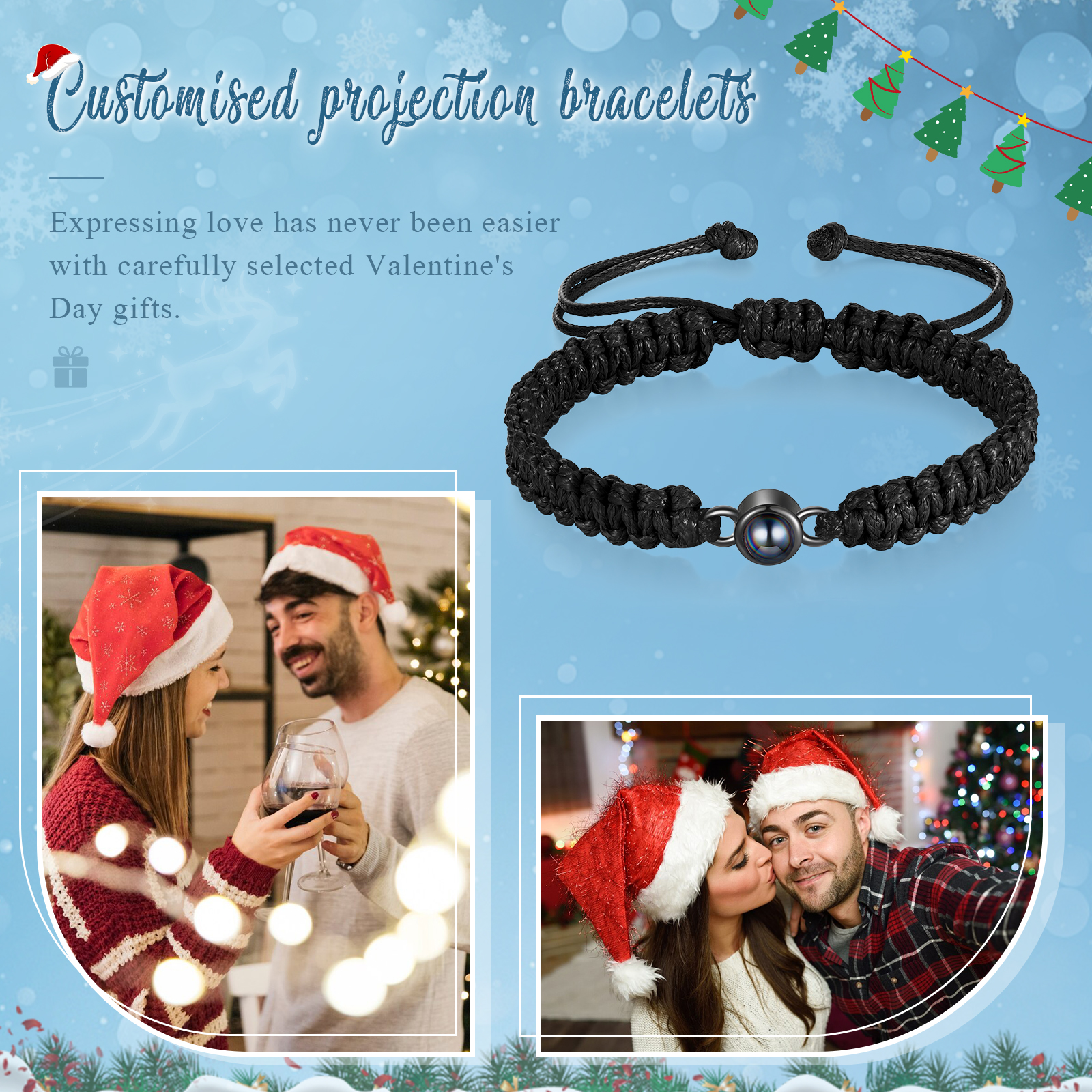 Personalised Projection Stone Bracelet – Customize 1 Photo – Valentine's Day Gift for Her/Him | Jessemade