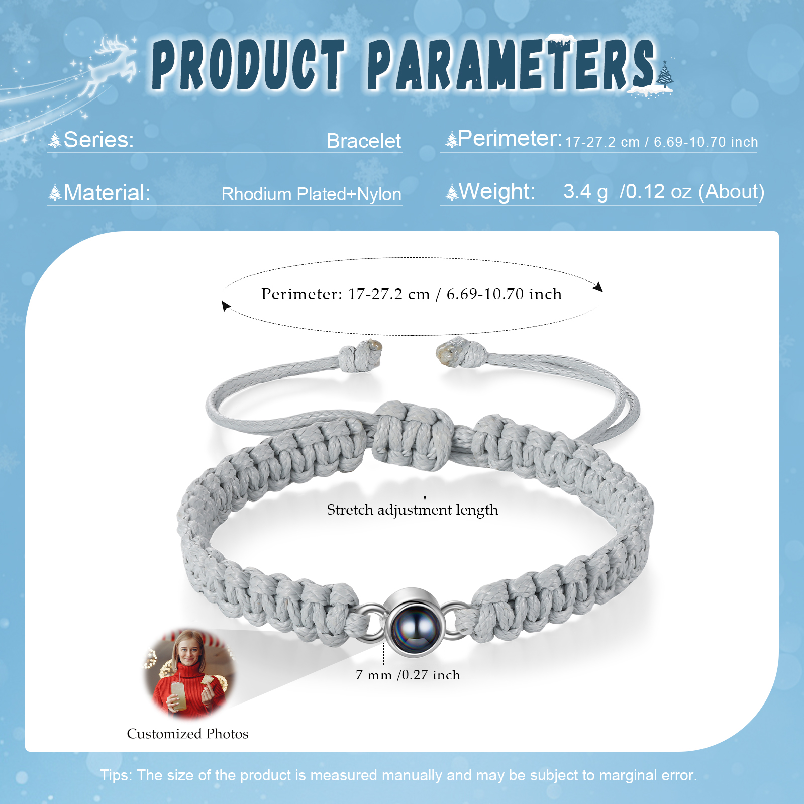 Personalised Projection Stone Bracelet – Customize 1 Photo – Valentine's Day Gift for Her/Him | Jessemade
