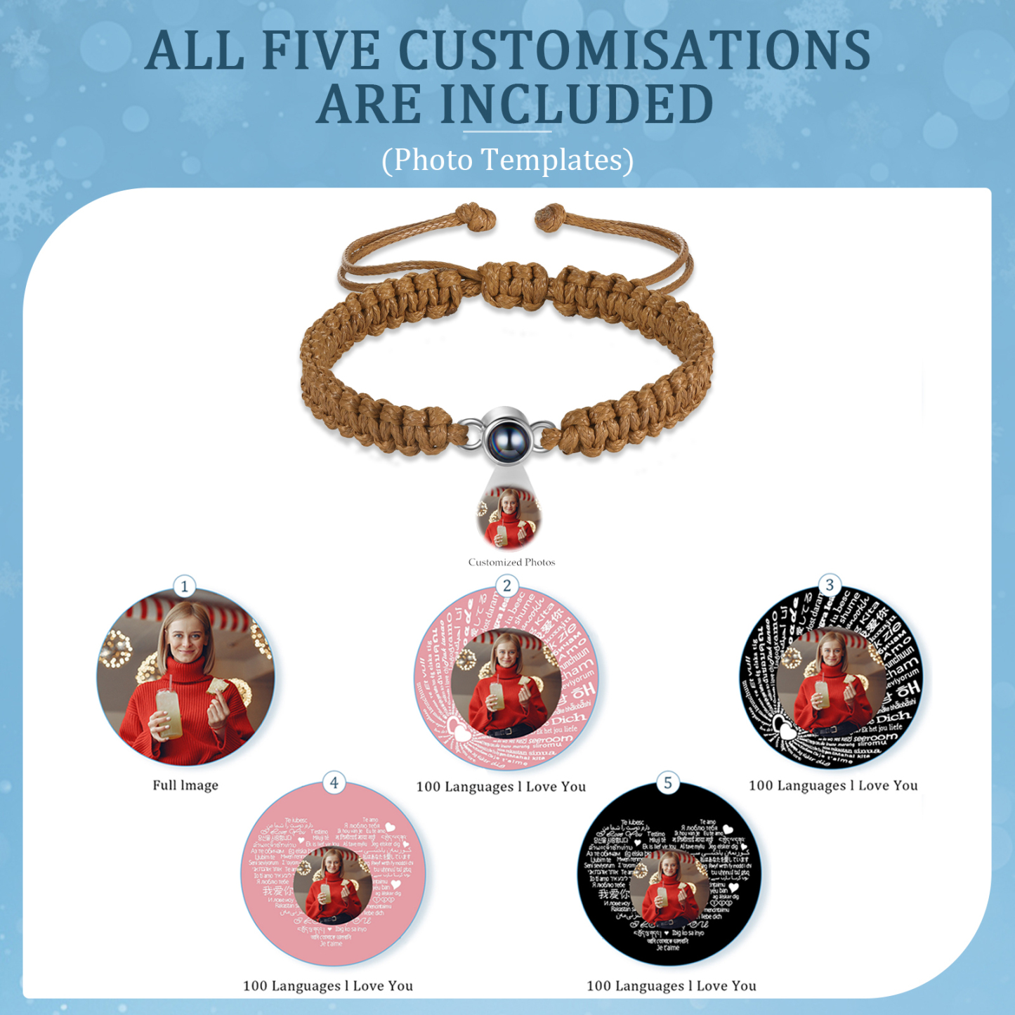 Personalised Projection Stone Bracelet – Customize 1 Photo – Valentine's Day Gift for Her/Him | Jessemade