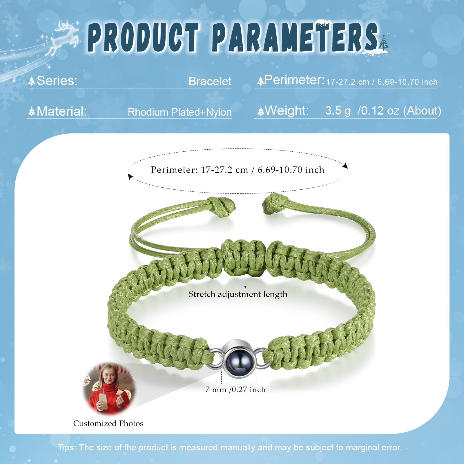 Personalised Projection Stone Bracelet – Customize 1 Photo – Valentine's Day Gift for Her/Him | Jessemade
