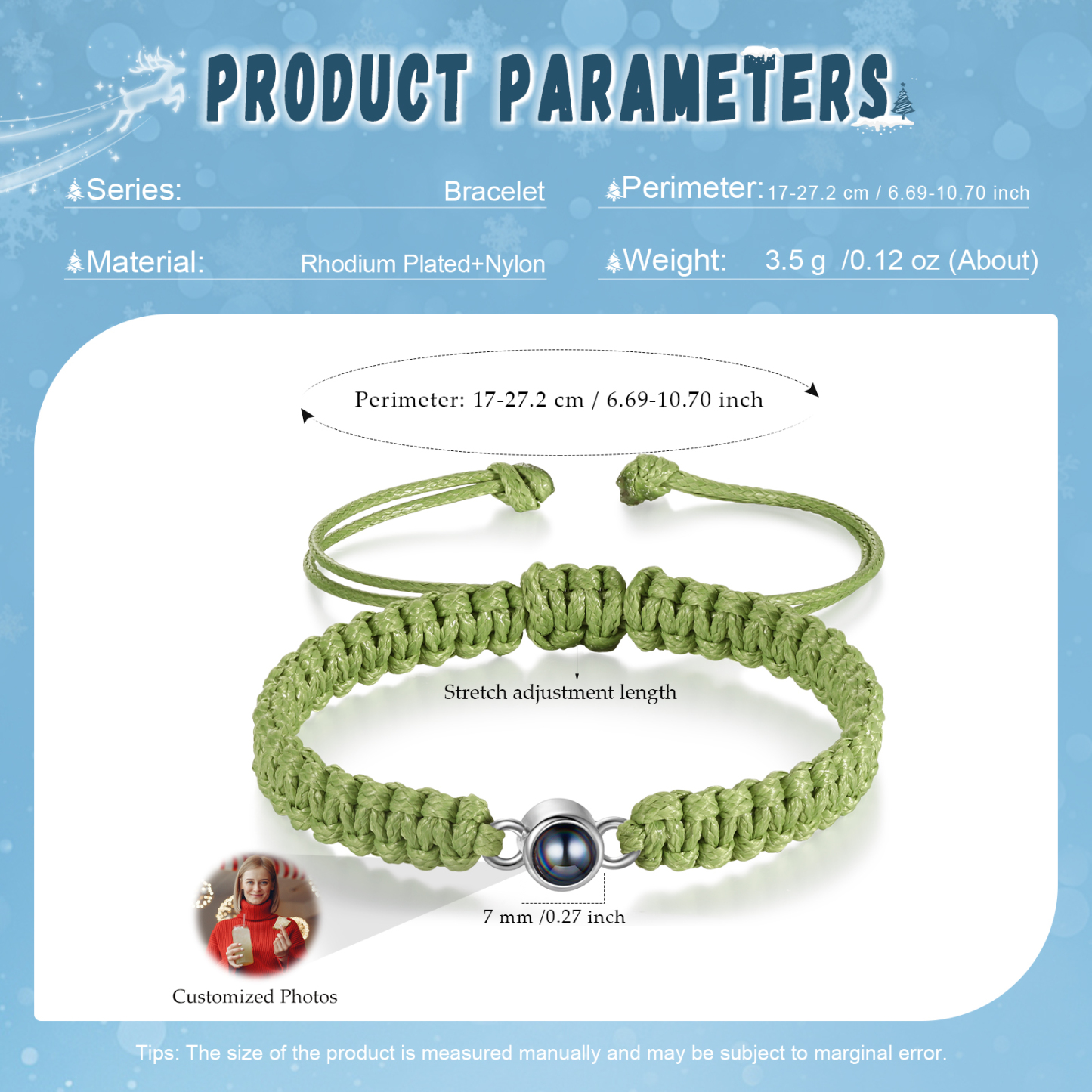 Personalised Projection Stone Bracelet – Customize 1 Photo – Valentine's Day Gift for Her/Him | Jessemade