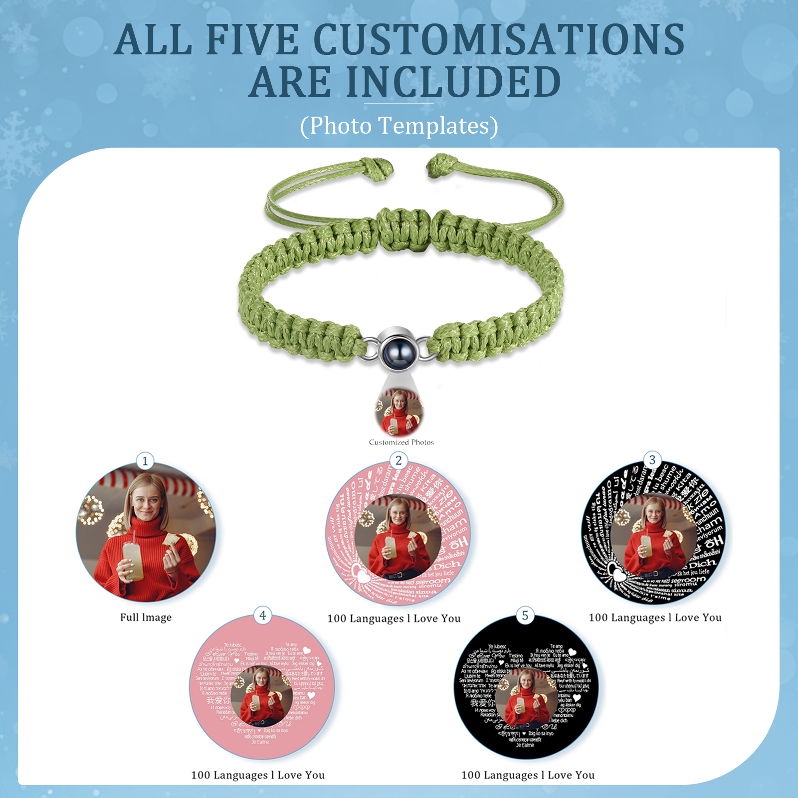 Personalised Projection Stone Bracelet – Customize 1 Photo – Valentine's Day Gift for Her/Him | Jessemade