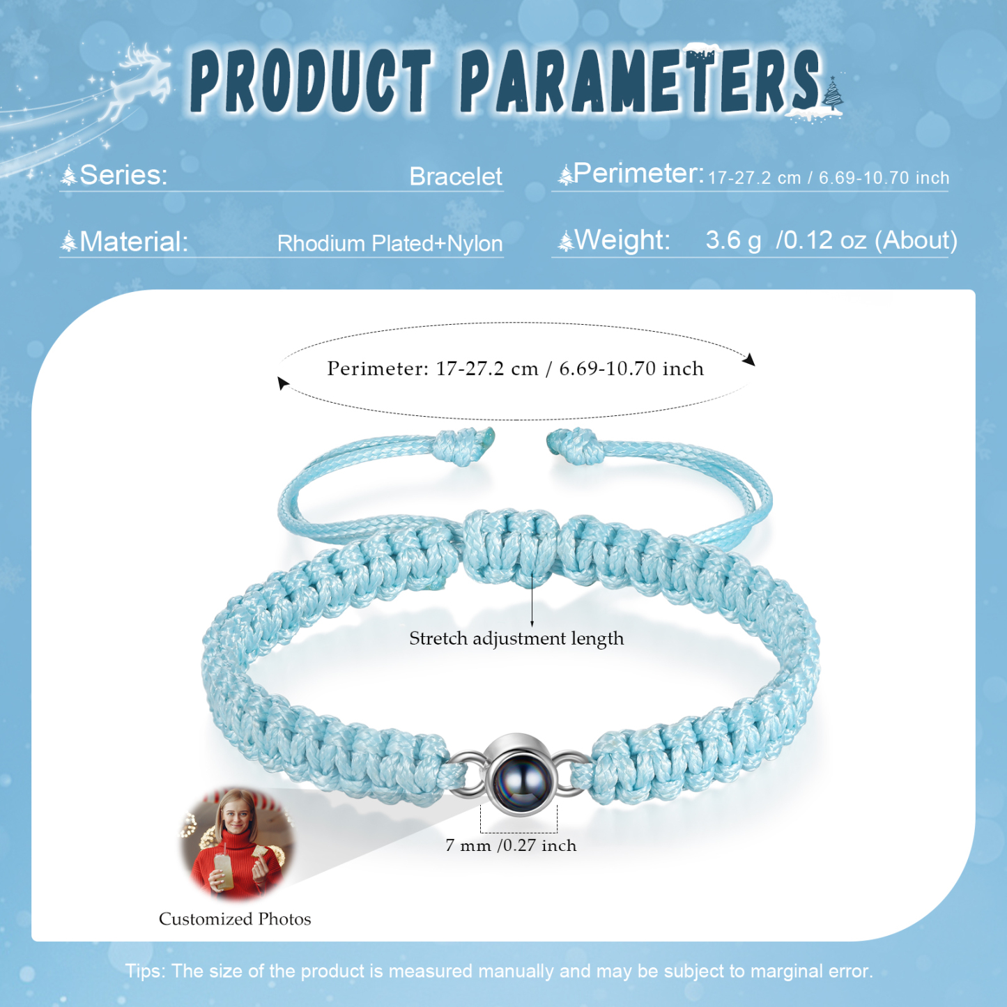 Personalised Projection Stone Bracelet – Customize 1 Photo – Valentine's Day Gift for Her/Him | Jessemade