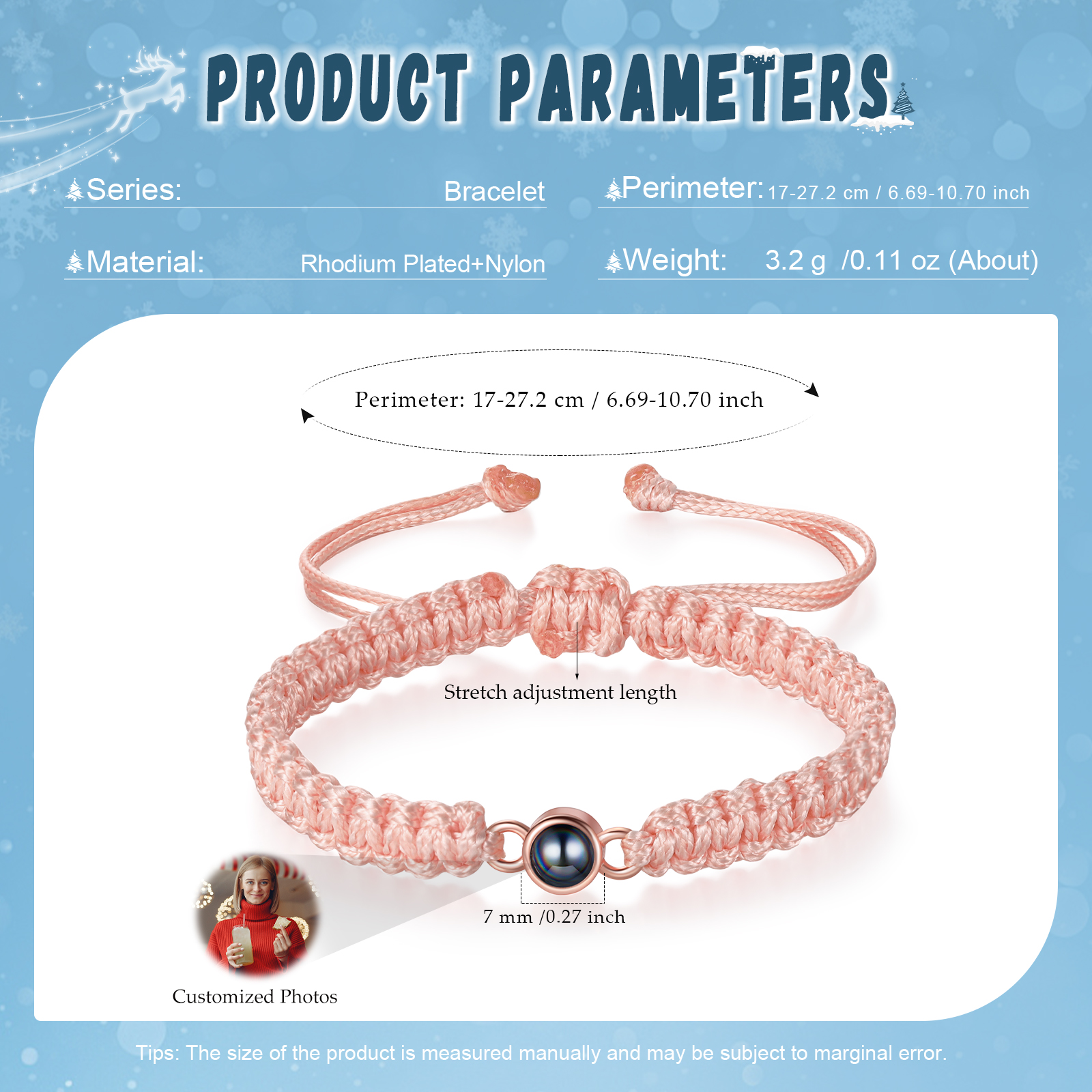 Personalised Projection Stone Bracelet – Customize 1 Photo – Valentine's Day Gift for Her/Him | Jessemade