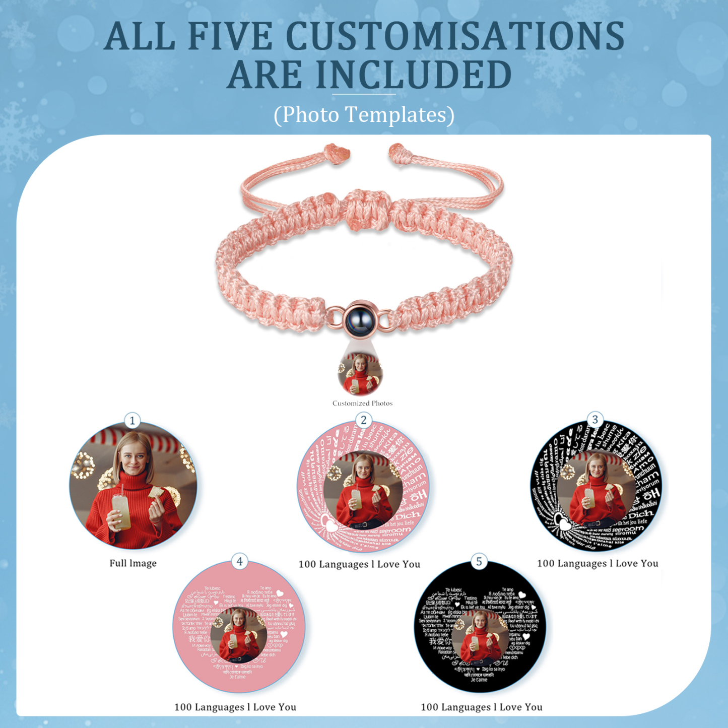 Personalised Projection Stone Bracelet – Customize 1 Photo – Valentine's Day Gift for Her/Him | Jessemade