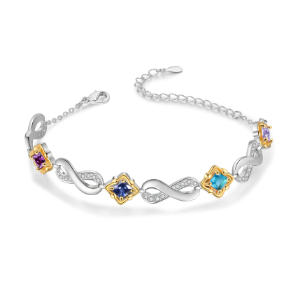 Personalized Birthstone Bracelet with Custom 4 Names & 4 Birthstones Christmas Jewelry Gift for Her | Jessemade