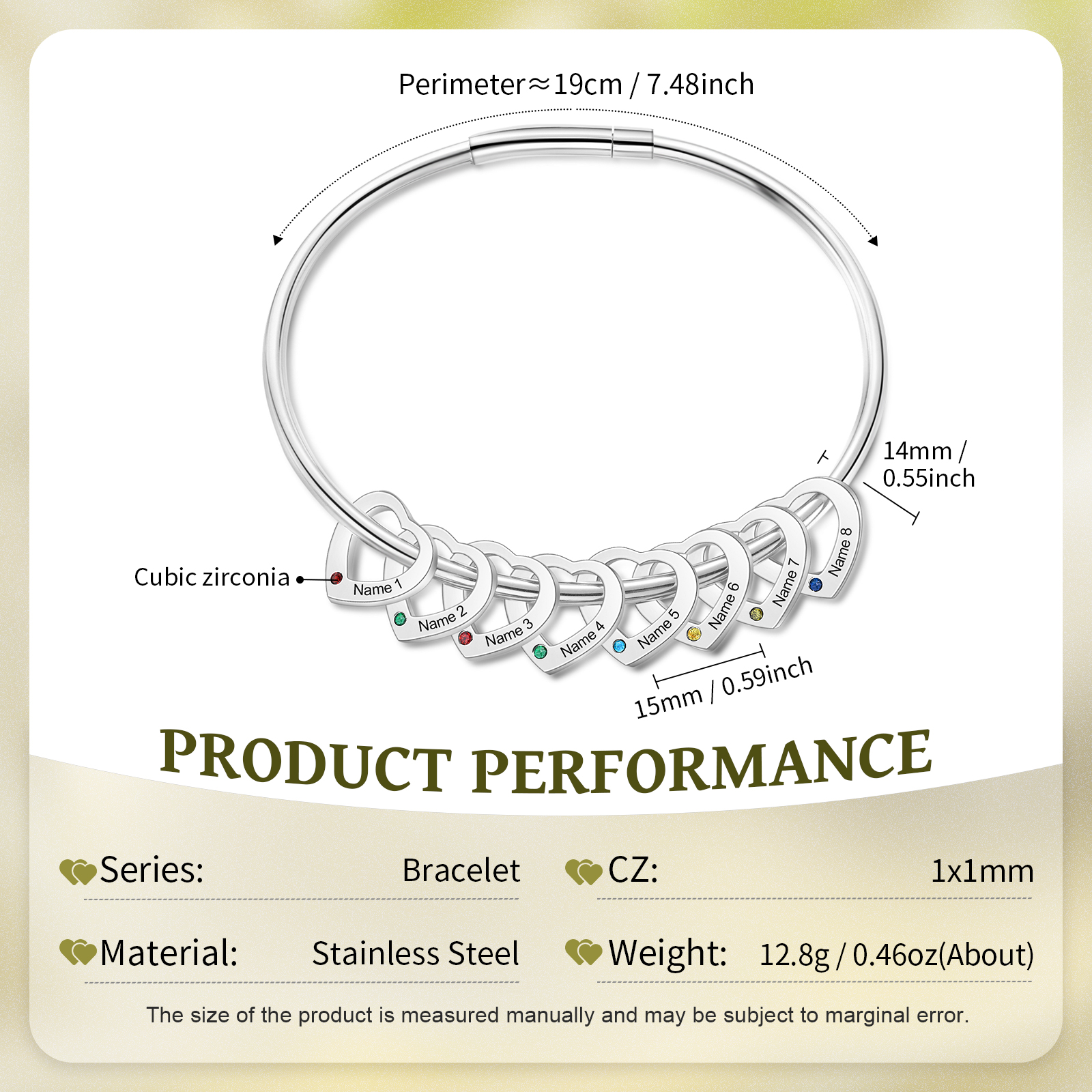 8 Names-Personalized Birthstones Bracelet & Necklace Set With Rose Gift Box-Custom Cascading Pendant Bracelet & Necklace Engraving 8 Names Gifts for Women