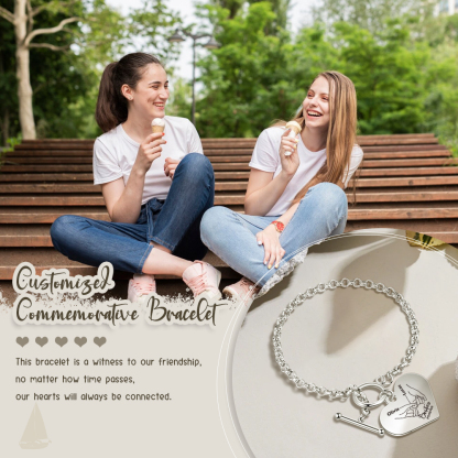 Personalized Stainless Steel Heart Bracelet – Custom 2 Names Besties Forever Gift for Best Friends | Jessemade