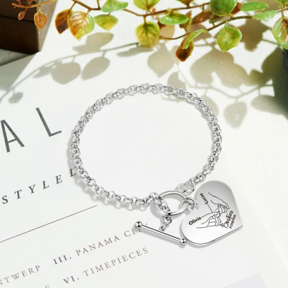 Personalized Stainless Steel Heart Bracelet – Custom 2 Names Besties Forever Gift for Best Friends | Jessemade