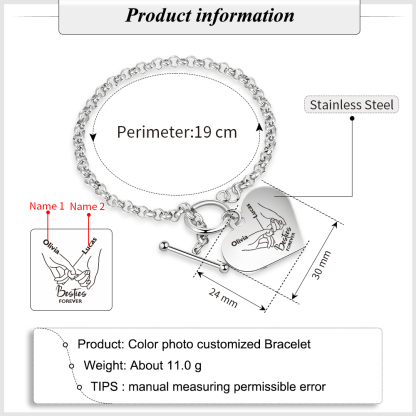 Personalized Stainless Steel Heart Bracelet – Custom 2 Names Besties Forever Gift for Best Friends | Jessemade